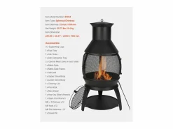 Chimenea Exterior SucceBuy, de Hierro de 56 cm, con Reja y Tapa de Chimenea, para Reuniones en el Jardín, Acampadas y Fiestas al Aire Libre^ Hot