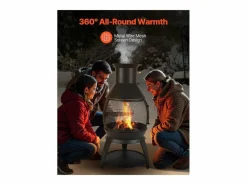 Chimenea Exterior SucceBuy, de Hierro de 56 cm, con Reja y Tapa de Chimenea, para Reuniones en el Jardín, Acampadas y Fiestas al Aire Libre^ Hot