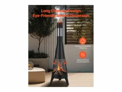 Chimenea Exterior SucceBuy, de Hierro de 51 cm, con Reja y Tapa de Chimenea, para Reuniones en el Jardín, Acampadas y Fiestas al Aire Libre Negro Sale