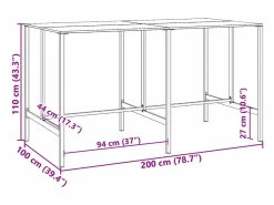 Garden Furniture Mesa Alta|Chrysto Mesa alta de bar acero recubrimiento polvo 200x100x110 cm