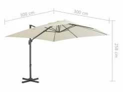 Garden Furniture Church Point Sombrilla jardín voladiza con palo de aluminio arena 300x300 cm