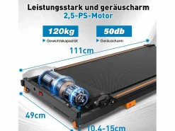 Cinta de correr compacta y portátil 2 en 1 para casa o oficina con pantalla LED para caminar, correr y trotar, capacidad de 120 kg (111 x 49 x 10,5 cm)^ Sale