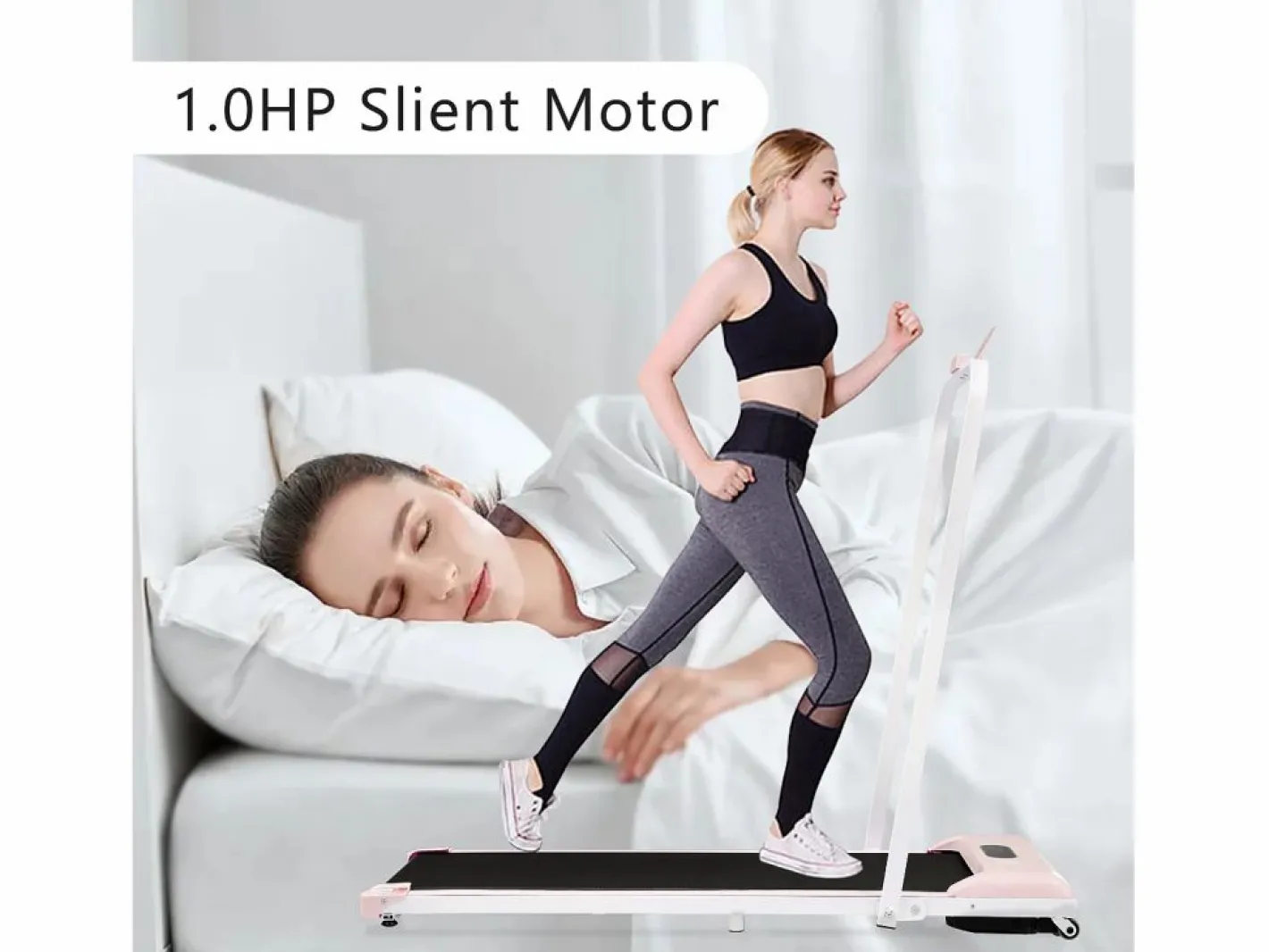 Hauss Spole Cinta De Correr|Cinta de correr con pantalla LED, altavoz Bluetooth y soporte - y negro