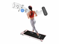 Cinta de correr plegable 2 en 1, control remoto, 1-6 km/h, pantalla LED, altavoz Bluetooth, soporte para teléfono, metal (130 x 58 x 13 cm)^ Online