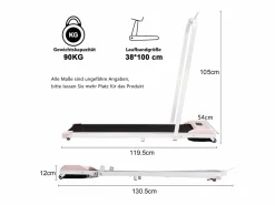 Cinta de correr plegable 2 en 1, control remoto, 1-6 km/h, pantalla LED, altavoz Bluetooth, soporte para teléfono, metal (130 x 58 x 13 cm)^ Online