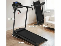 Cinta De Correr|Cinta de correr plegable 2 en 1 con 12 modos, LED y app, hasta 12 km/h, 120 kg (121x63x107 cm)