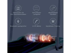 Cinta de correr plegable 2 en 1 para casa/oficina, 1-6 km/h, LED, Bluetooth, soporte para teléfono, metal (130 x 58 x 13 cm) Negro Online