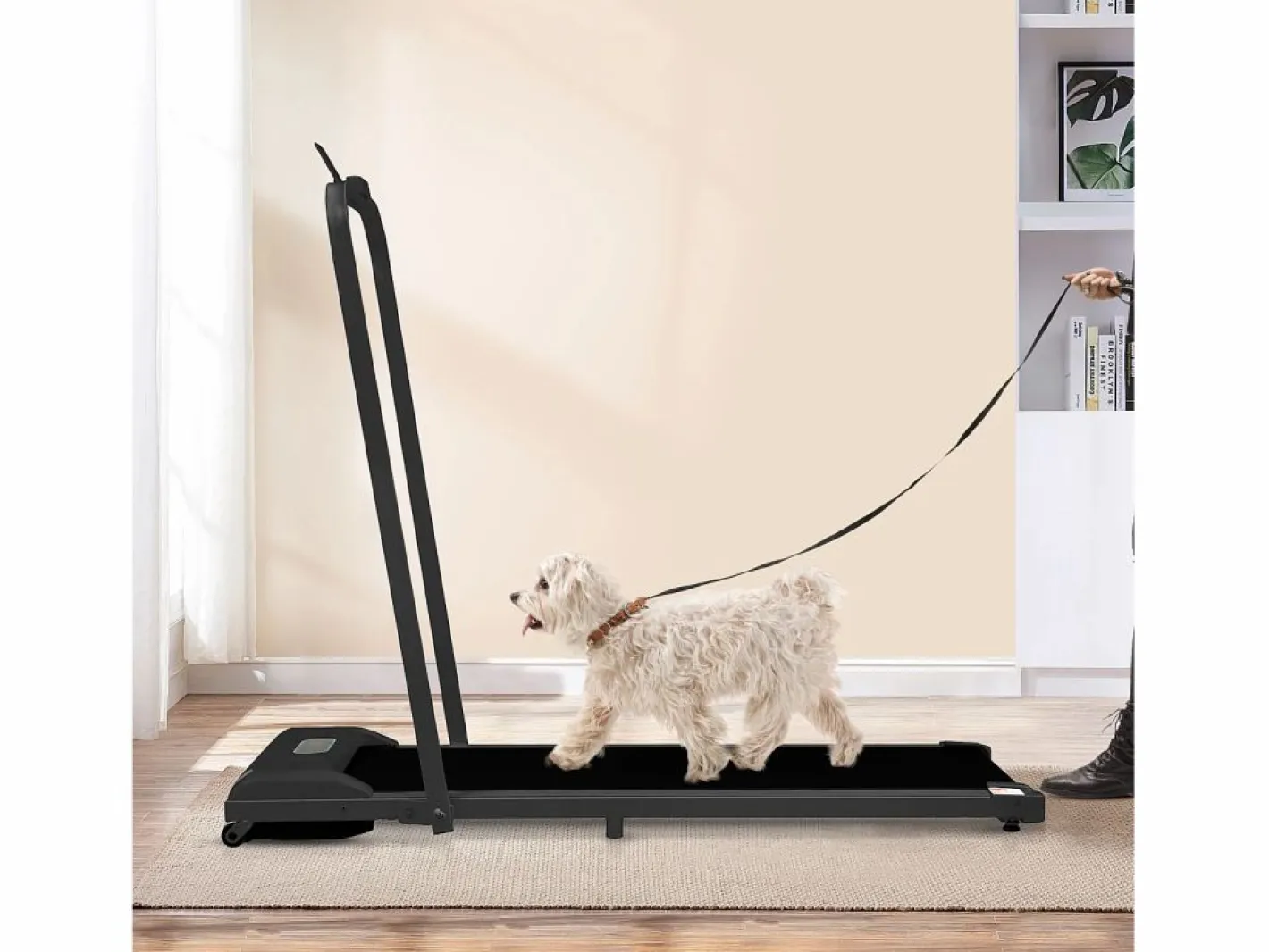 Cinta de correr plegable 2 en 1 para casa/oficina, 1-6 km/h, LED, Bluetooth, soporte para teléfono, metal (130 x 58 x 13 cm) Negro Online