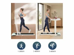 Cinta de correr plegable 2 en 1, control remoto, 1-6 km/h, pantalla LED, altavoz Bluetooth, soporte para teléfono, metal (130 x 58 x 13 cm) Verde Clearance