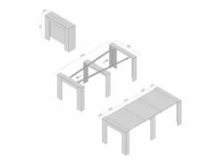 CLARA - Mesa consola delgada antracita extensible de 25 cm a 2 metros - extensiones integradas - hasta 8 personas - envío gratuito^ Outlet