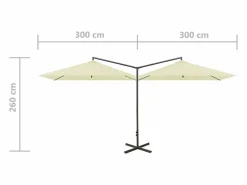 Garden Furniture Clones Sombrilla doble de jardín con palo de acero arena 600x300 cm Sale