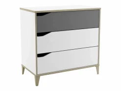 Cómoda 2 + 1 cajones - GENIUS - y Gris - 78,3 x 42,6 x 75,9 cm - DEMEYERE Blanco Discount
