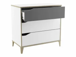 Cómoda 2 + 1 cajones - GENIUS - y Gris - 78,3 x 42,6 x 75,9 cm - DEMEYERE Blanco Discount