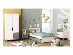 Cómoda 2 + 1 cajones - GENIUS - y Gris - 78,3 x 42,6 x 75,9 cm - DEMEYERE Blanco Discount