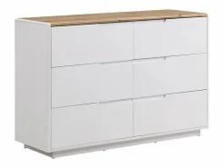 Cómoda - 6 cajones - MDF - Lacado blanco y Roble - AMANI^Vente-unique New