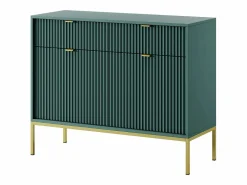 Cómoda: 2 cajones, 2 puertas, labrador, dorado, 104 x 83 x 39 cm, tiradores dorados Verde Online
