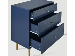 Cómoda 3 Cajones, Almacenamiento Diferente Profundidad, Esquinas Redondeadas, 75x40x89cm Azul Online