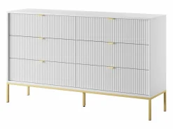 Cómoda: 6 cajones, , patas doradas, 154 x 39 x 83 cm, tiradores dorados^ Sale