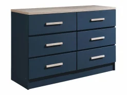 Vente-unique Muebles Niño|Cómoda|Cómoda 6 cajones color azul y natural - SKAIDO
