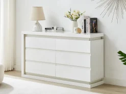 Vente-unique Cómoda|Cómoda 6 cajones con LEDs MDF lacado - FLARANCIA