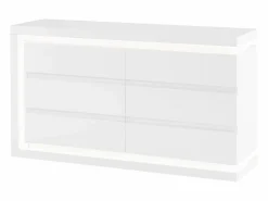 Vente-unique Cómoda|Cómoda 6 cajones con LEDs MDF lacado - FLARANCIA