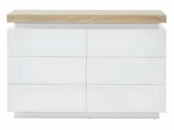 Cómoda 6 cajones de MDF lacado con LEDs HALO II. Color: roble y blanco^Vente-unique Clearance