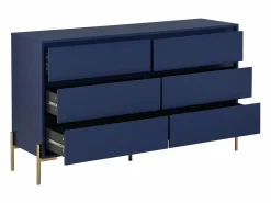 Vente-unique Cómoda|Cómoda 6 cajones de MDF y metal lacado y dorado - KORASA