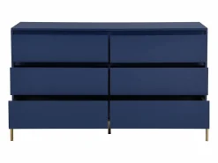 Vente-unique Cómoda|Cómoda 6 cajones de MDF y metal lacado y dorado - KORASA