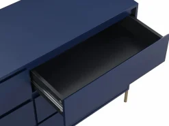 Vente-unique Cómoda|Cómoda 6 cajones de MDF y metal lacado y dorado - KORASA