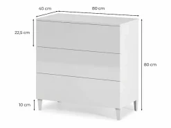Loungitude Cómoda 3 cajones Loft - L80 cm Blanco Clearance