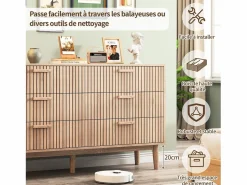 Cómoda acanalada con 6 cajones, Cómoda moderna con almacenaje para recibidor, 100 x 34 x 73 cm, madera Color natural claro Outlet