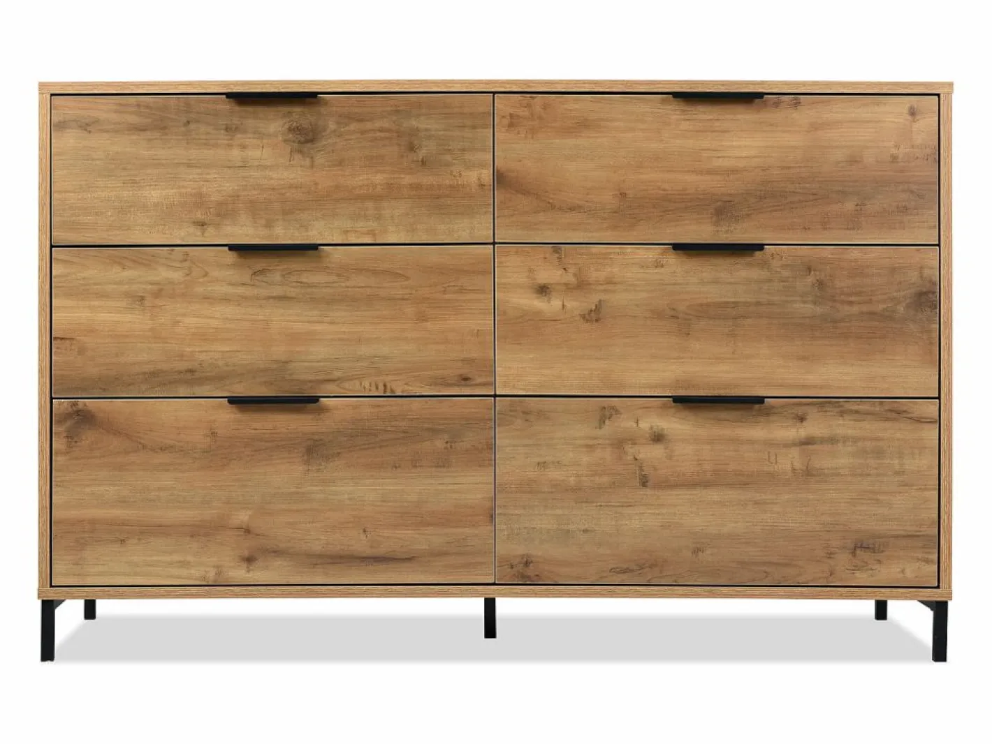 Merax Cómoda|Cómoda, aparador con 6 cajones, 120 x 40 x 76 cm, Tablero de partículas + metal, Roble oscuro