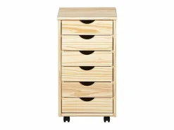 ebuy24 Cómoda archivador de oficina Nilar con ruedas, 6 cajones color natural. Marru00f3n