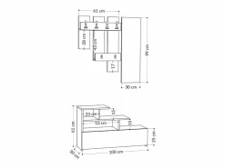 Concept-Usine Armario De Entrada|Cómoda blanca y madera de 4 cajones LODZ