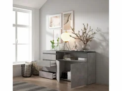 Cómoda, Cajonera, 157x35x75cm, Dormitorio, habitación, Con almacenamiento, Cemento^Skraut Home Clearance