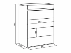 Cómoda, Cajonera, 57x35x75cm, Dormitorio, habitación, Con almacenamiento, Cemento^Skraut Home Best