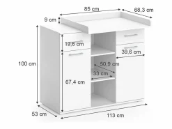 Vicco Cómoda cambiador 113x70x109 leonie Blanco