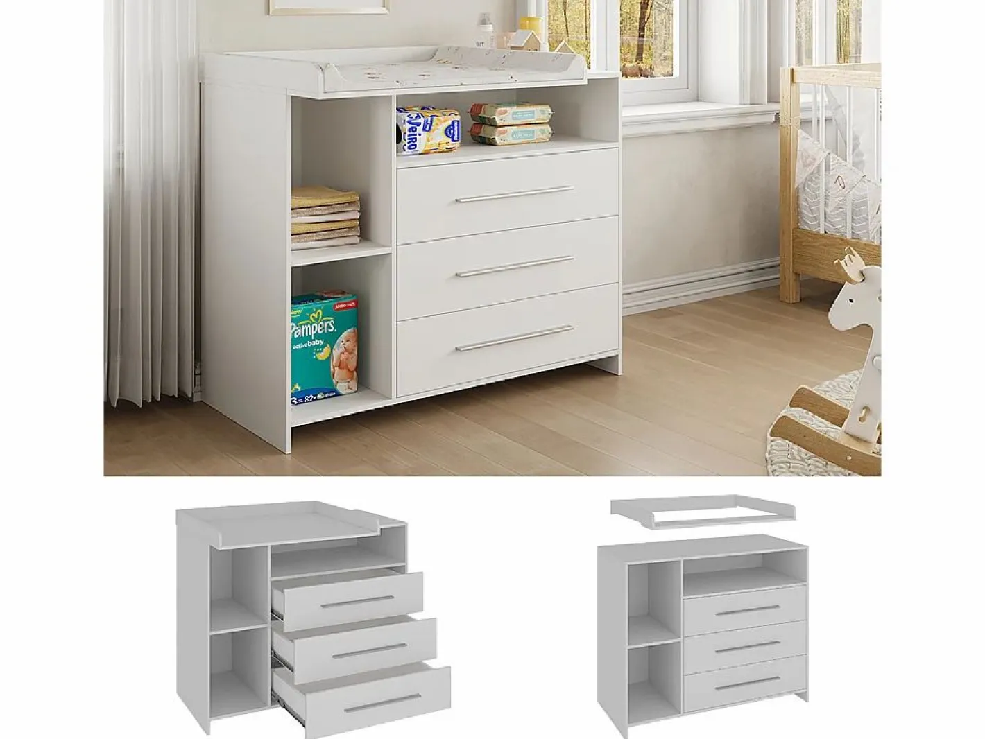 Vicco Mueble De Bebé|Cómoda cambiador 110x53x93.5 paula