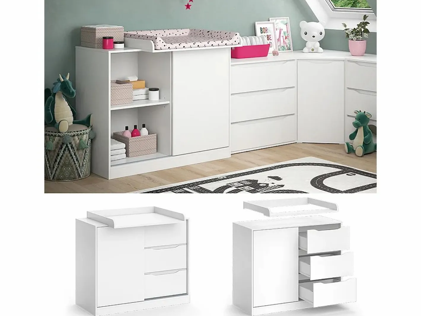 Vicco Mueble De Bebé|Cómoda cambiador 113x53x93 ruben