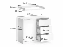Vicco Mueble De Bebé|Cómoda cambiador 113x53x93 ruben