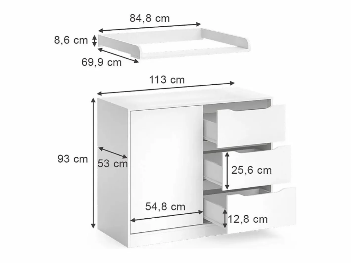 Vicco Mueble De Bebé|Cómoda cambiador 113x53x93 ruben