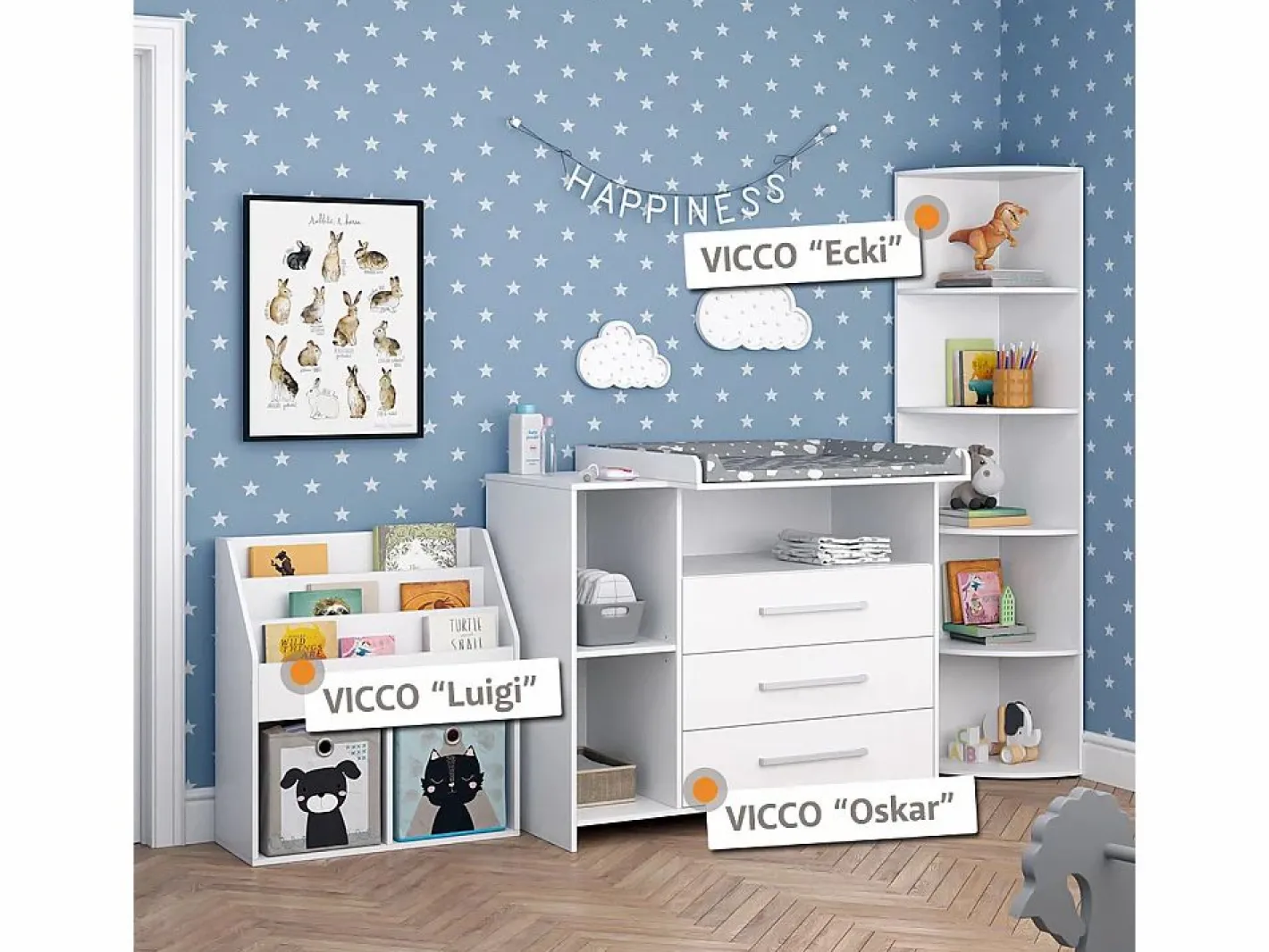 Vicco Mueble De Bebé|Cómoda cambiador 113x53x100 oskar