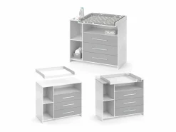Vicco Cómoda cambiador /gris 113x53x100 oskar Blanco Clearance