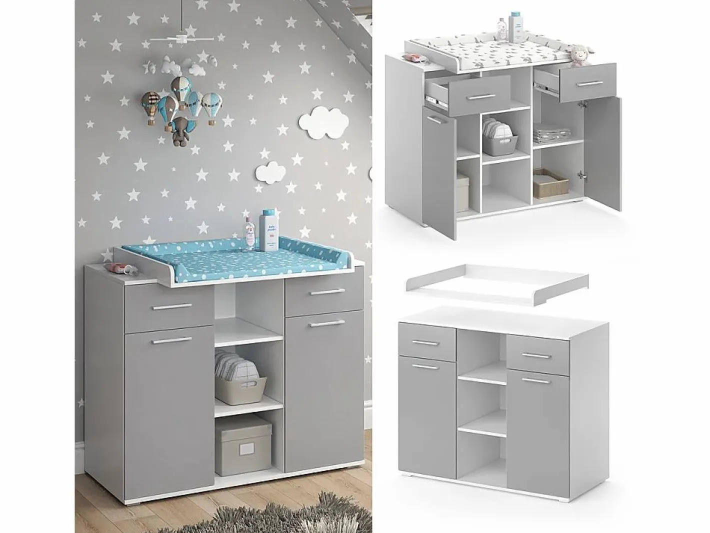 Vicco Mueble De Bebé|Cómoda cambiador 113x70x109 leonie