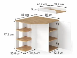 Vicco Mueble De Bebé|Cómoda cambiador roble blanco/dorado 85x85x77.3 kristian