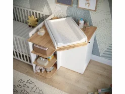 Vicco Mueble De Bebé|Cómoda cambiador roble blanco/dorado 85x85x77.3 kristian