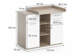 Vicco Mueble De Bebé|Cómoda cambiador sonoma 113x70x109 leonie
