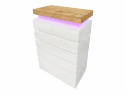 Merax Cómoda|Cómoda con 6 cajones - 73 x 39 x 115 cm - LED - Tablero de partículas - para salón y dormitorio -