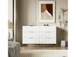 Cómoda con 6 cajones - mueble de almacenaje de madera - tiradores y patas de metal - (120x40x77cm) Blanco Discount