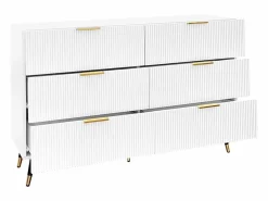 Cómoda con 6 cajones - mueble de almacenaje de madera - tiradores y patas de metal - (120x40x77cm) Blanco Discount